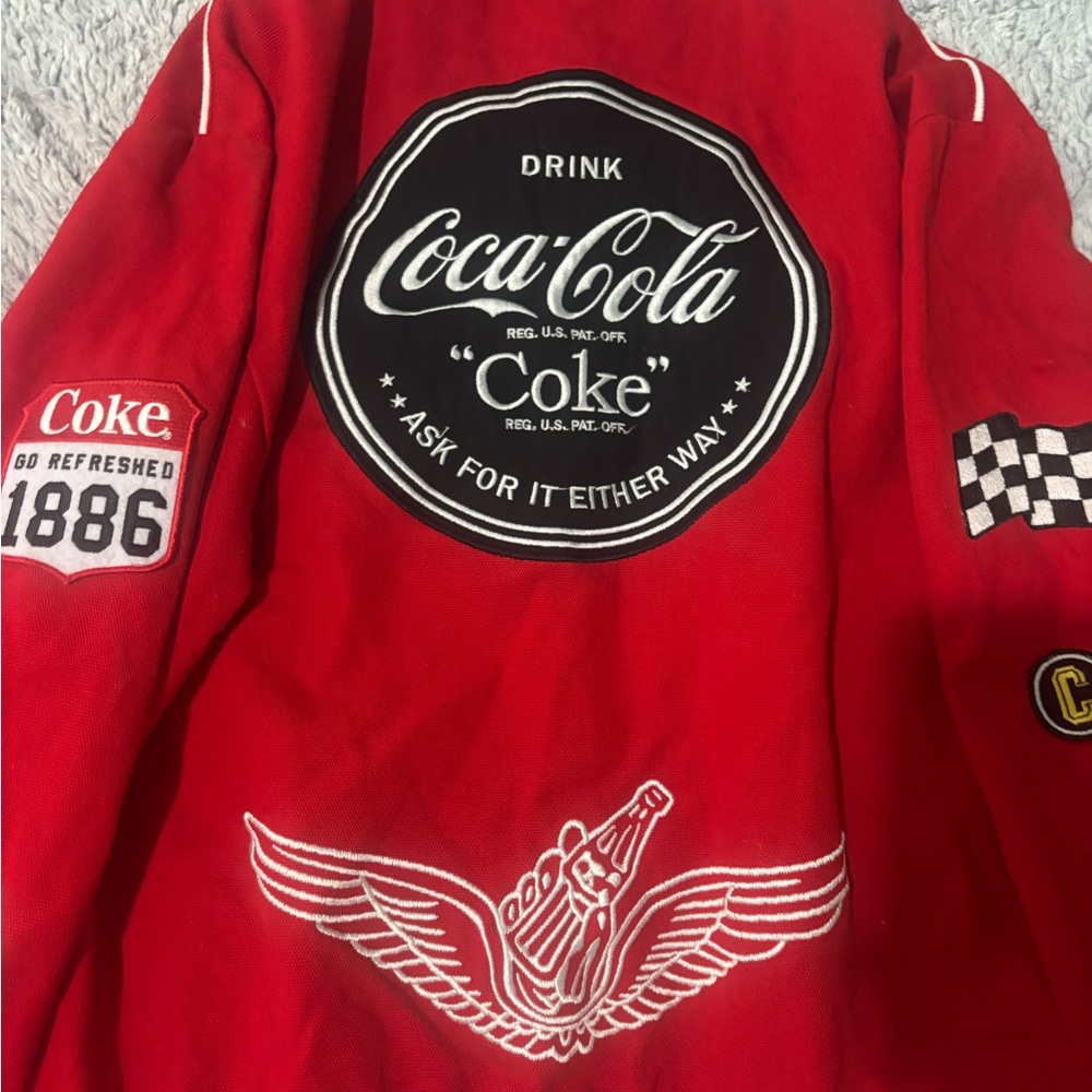 Coca Cola Red Classic Patch Bomber Jacket men siz… - image 2